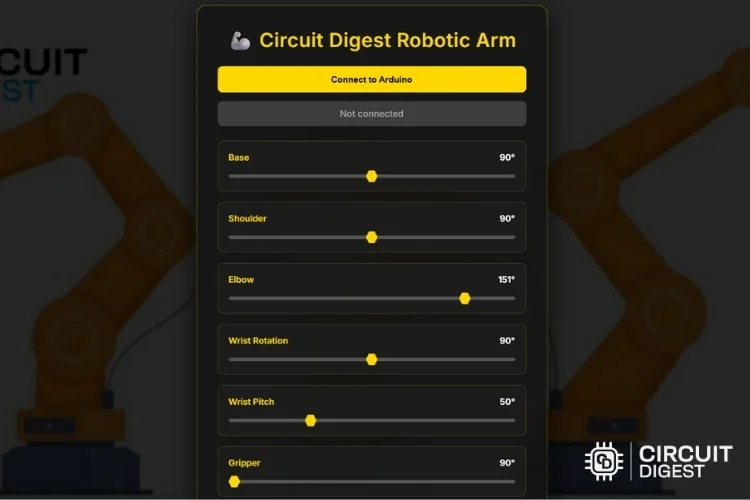 Веб-панель управления для роботизированной руки на основе Arduino Веб-панель управления для роботизированной руки на основе Arduino