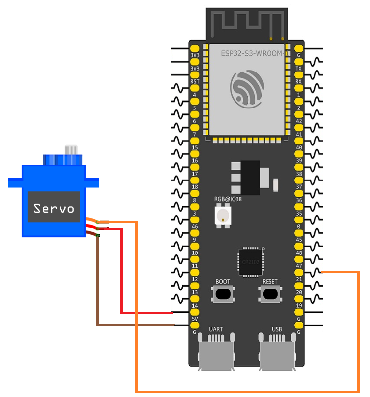 Схема подключения сервомотора к ESP32-S3