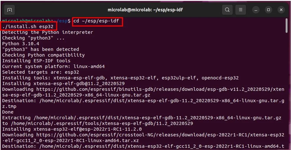 Процесс установки набора инструментов для ESP-IDF Процесс установки набора инструментов для ESP-IDF