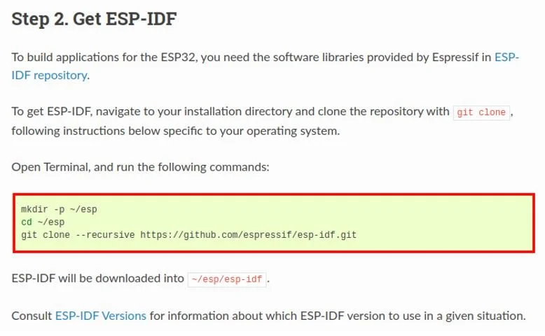 Получение ESP-IDF Получение ESP-IDF