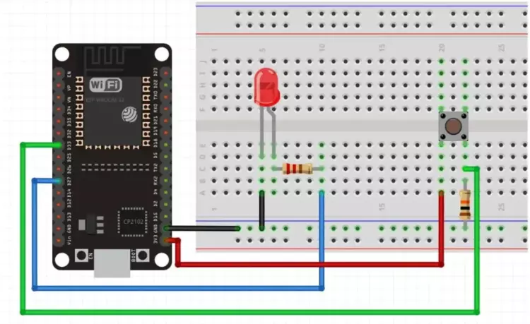 Схема проекта для демонстрации прерывания задач FreeRTOS в ESP32 с помощью ESP-IDF