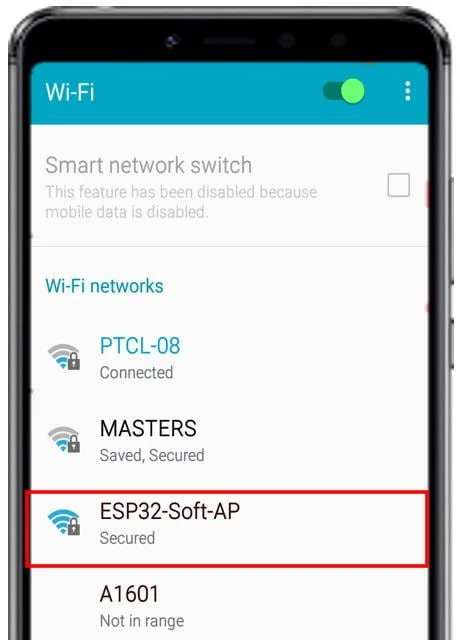 Обнаружение нашей точки доступа в списке Wi-Fi сетей на смартфоне