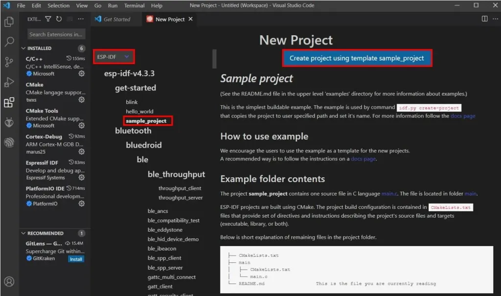 Создание проекта с использованием шаблона sample_project Создание проекта с использованием шаблона sample_project