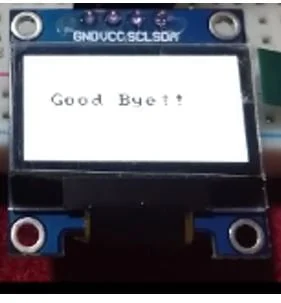 Демонстрация отображения текста ”Good Bye!!” на экране OLED-дисплея Демонстрация отображения текста ”Good Bye!!” на экране OLED-дисплея
