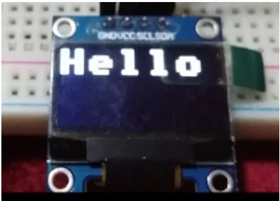 Демонстрация вывода слова «Hello» на экран OLED-дисплея Демонстрация вывода слова «Hello» на экран OLED-дисплея