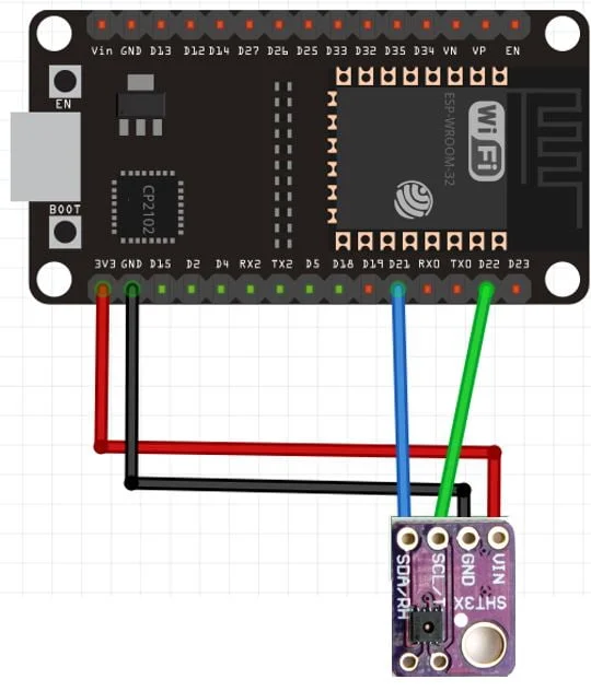 Схема подключения датчика SHT31 к ESP32